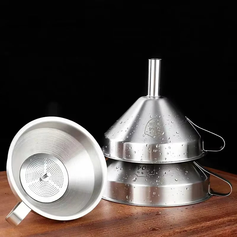 Funnel Kitchen 304 Stainless Steel Funnel Oil Liquid Funnel with Strainer Small Metal Food Oil Filter for Bottle Kitchen Gadgets Oasis Select
