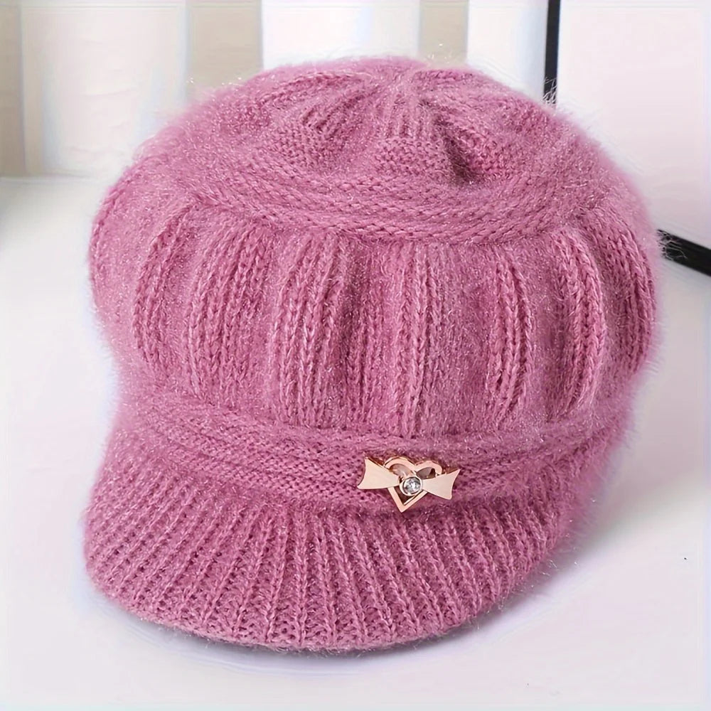 1PC Wool Women's Fashion Hat Plush Knitted Wind Shield Ear Guard Solid Color Atmosphere Simple Autumn and Winter Warm Hat Oasis Select