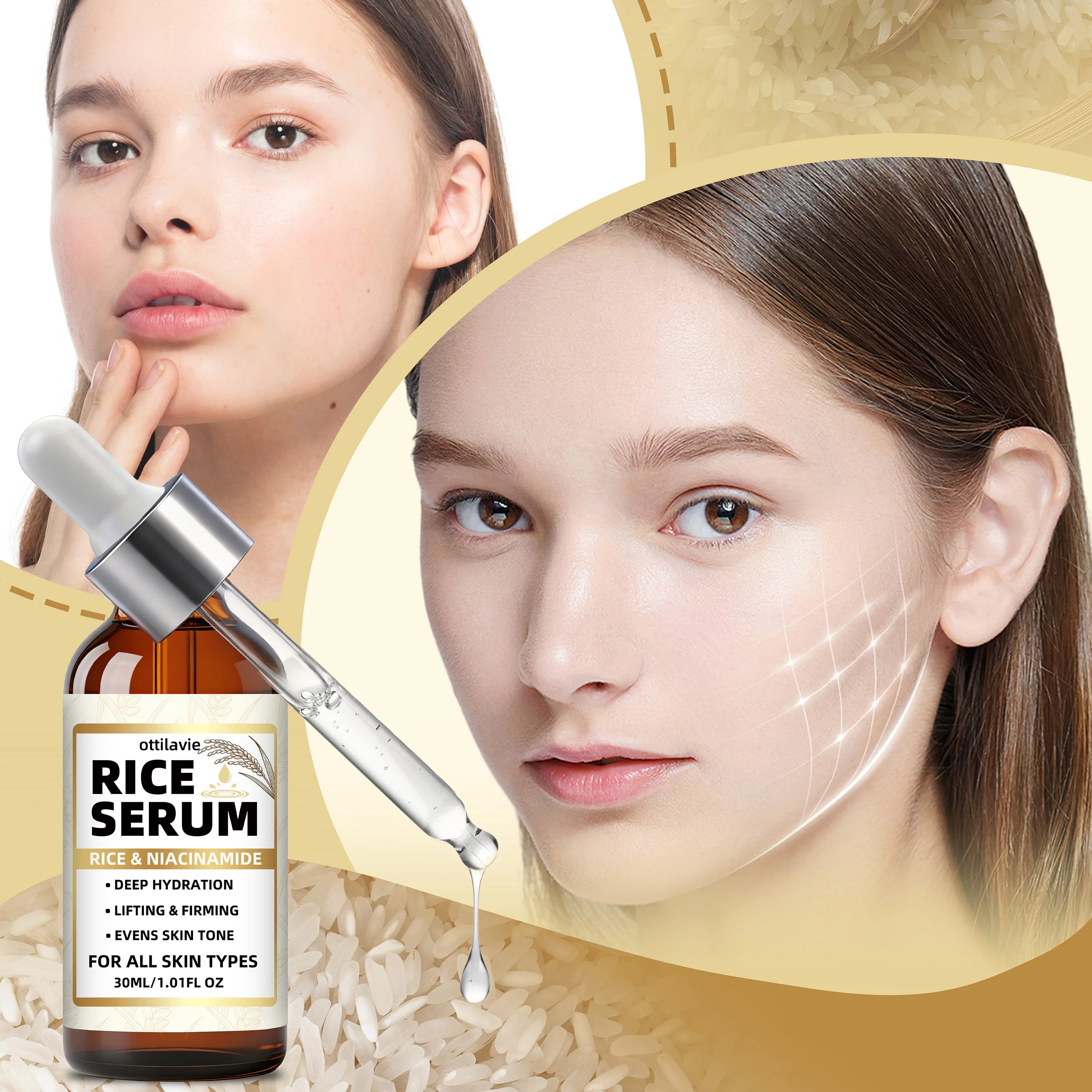 Ottilavie Rice Serum – Lift, Firm & Hydrate All Skin Types Face Serum Oasis Select