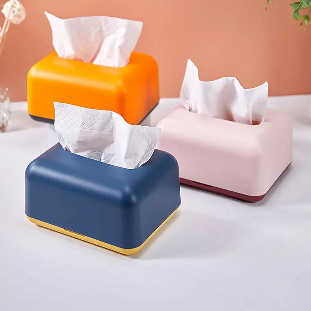Simplicity Solid Color Napkin Holder Plastic Large Storage Tissue Case Fashion Car Tissue Box High Quality Paper Towel Box Oasis Select