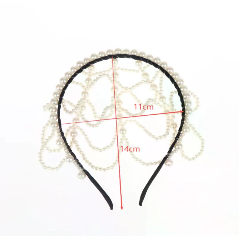 Vintage Pearl Headband – Layered Beaded Bridal Hair Hoop Bridal Hair Headband Oasis Select