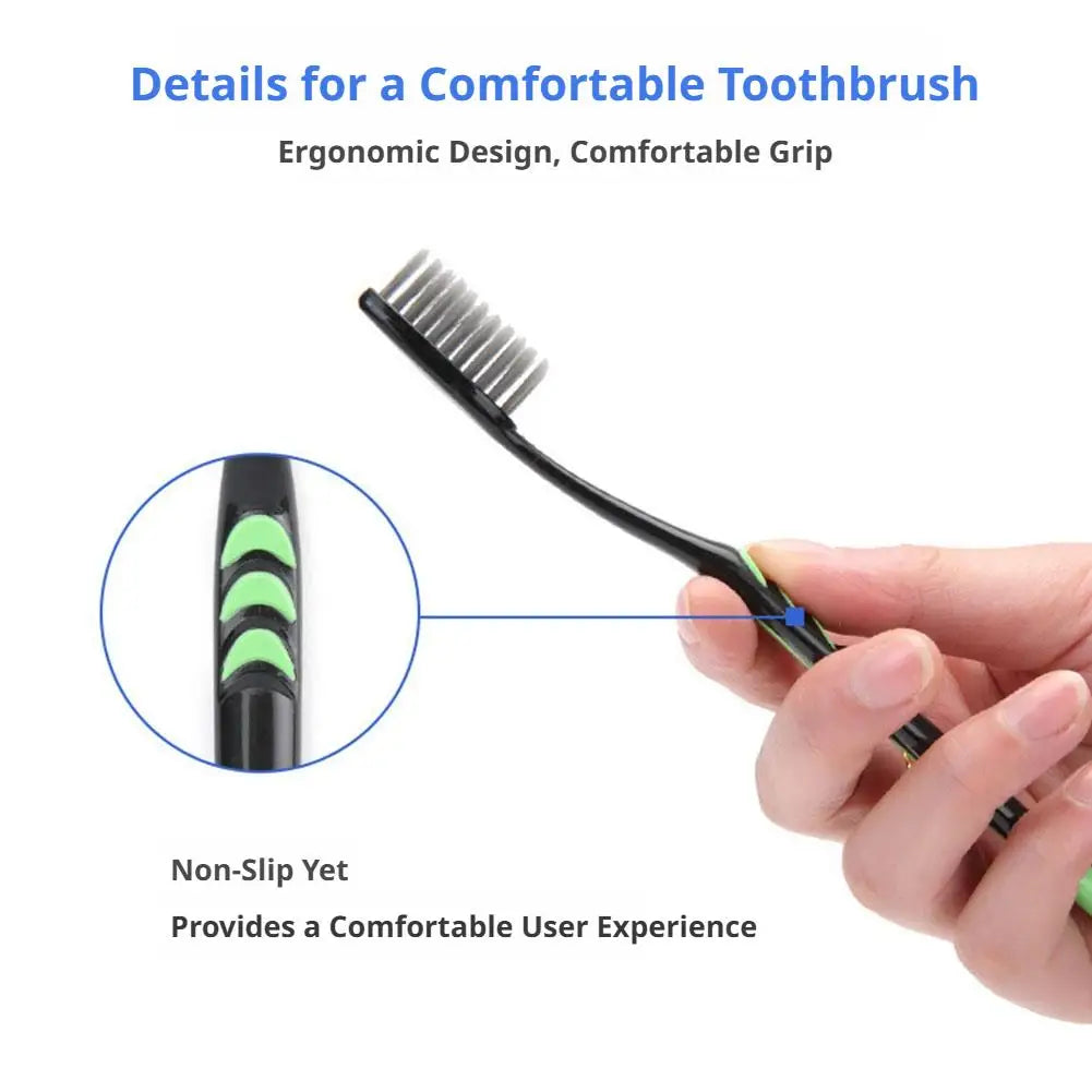 10 Pcs Disposable Household Toothbrush Bamboo Charcoal Black Hair Soft Bristle Professional Deep Oral Cleaning Supply Oasis Select