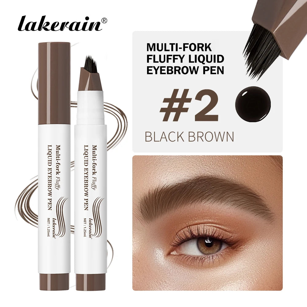 Multi-Fork Fluffy Liquid Eyebrow Pen waterproof Long Lasting Brow Natural Smooth Simulated Fine Flu Brow Pencil Eye Makeup Oasis Select Black Brown