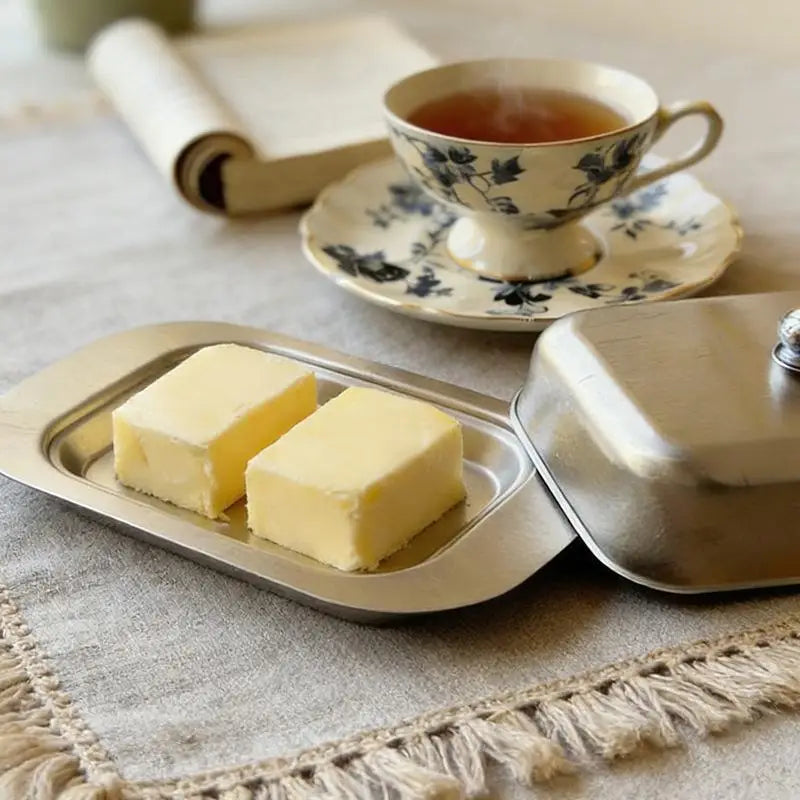 1pcs Butter Cheese Storage Box Butter Cutter Box With Lid And Knife Countertop Butter Keeper For Refrigerator Kitchen Oasis Select