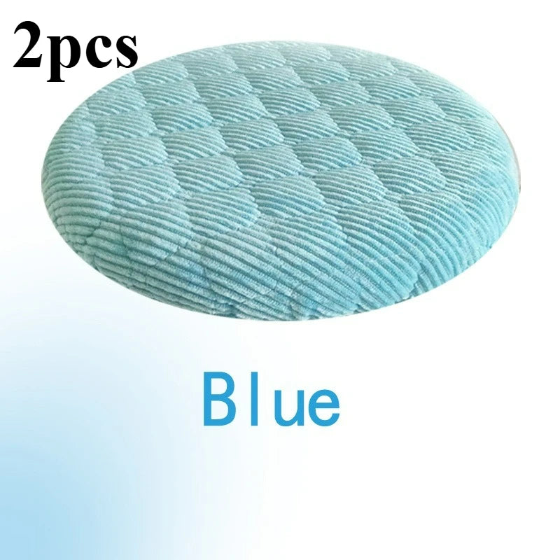 2pcs Thick Soft Round Stool Covers,Elastic Seat Cushions for Wood Iron Stool 25-30cm,Washable All-Season Chair Cover Dining Room Oasis Select Blue