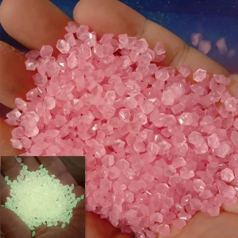 1000pcs Glow in the Dark Pebbles – Garden Path & Aquarium Decor Decorative Glow Pebbles Oasis Select Pink 3-5mm