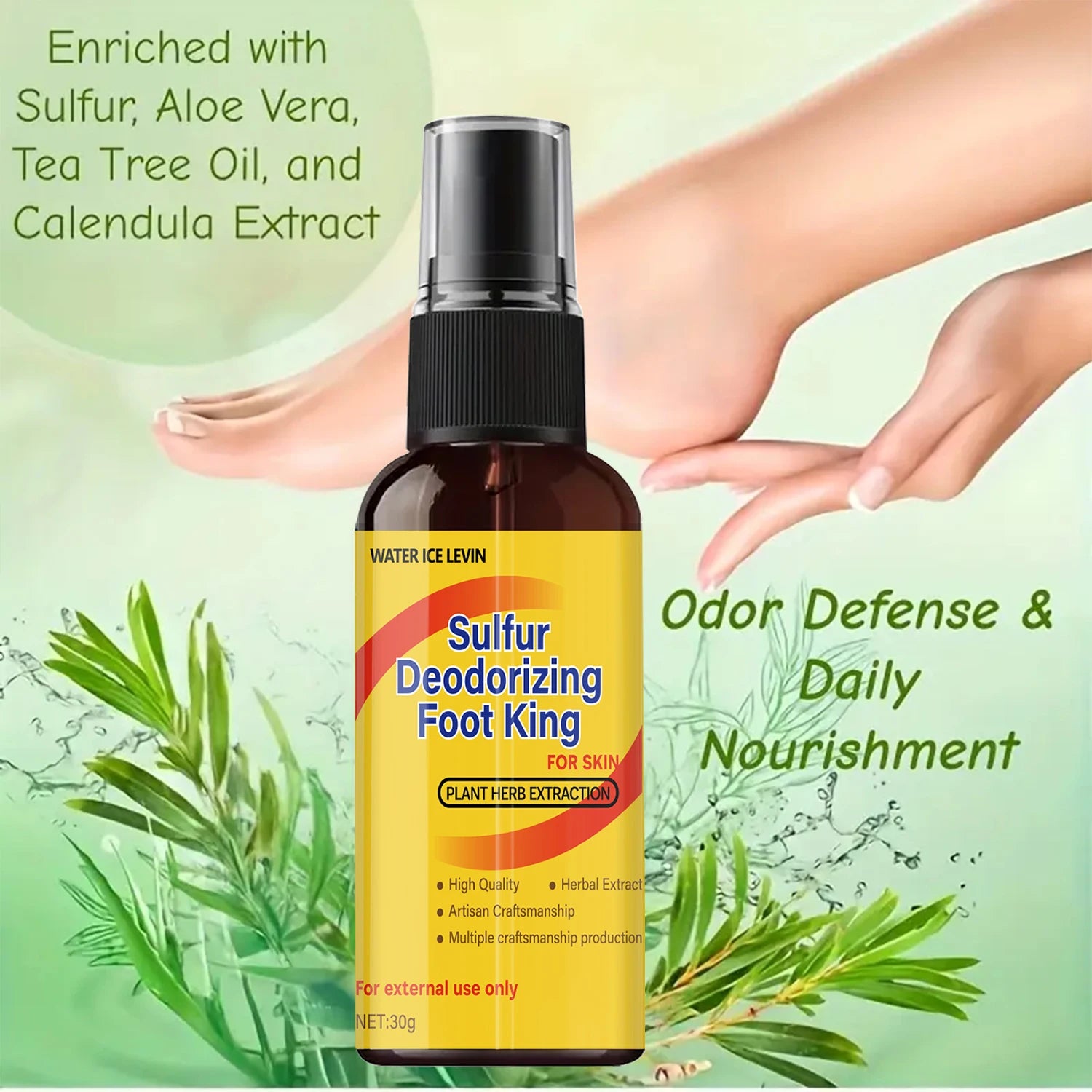 Sulfur Herbal Foot Spray – Odor Control & Moisturizing Foot Deodorant Spray Oasis Select