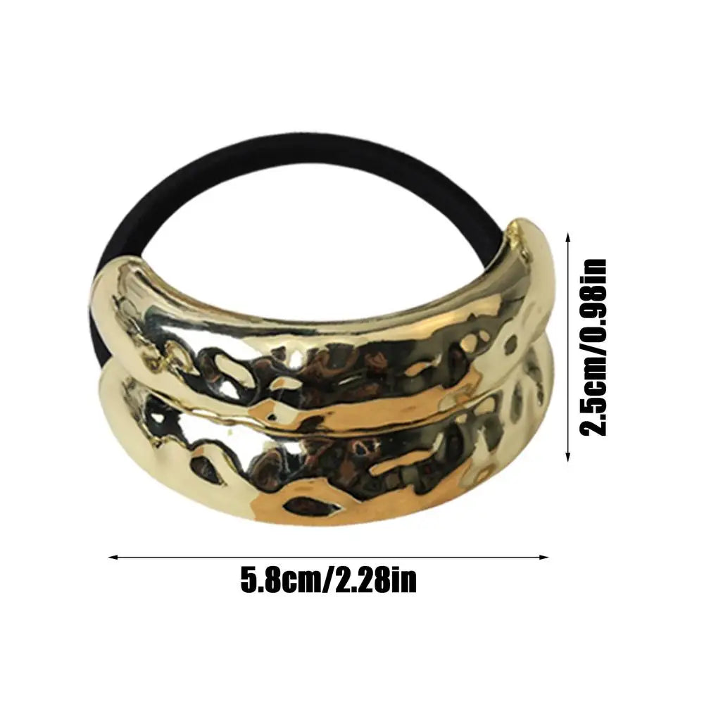 Metal Hair Ties 4X Geometric Elastic Hair Ropes Fashion Gold Hair Cuff Wrap Decorative Hair Bands Ponytail Holders for Women Oasis Select United States A