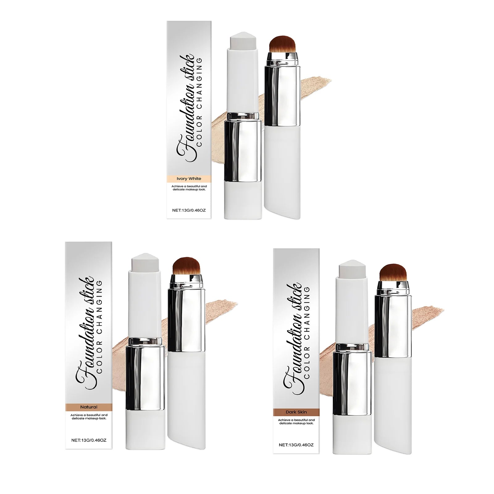 2-in-1 Color-Changing Foundation Stick High Coverage Stick Concealer Waterproof Sweatproof Creamy Texture Portable Quick Makeup Oasis Select