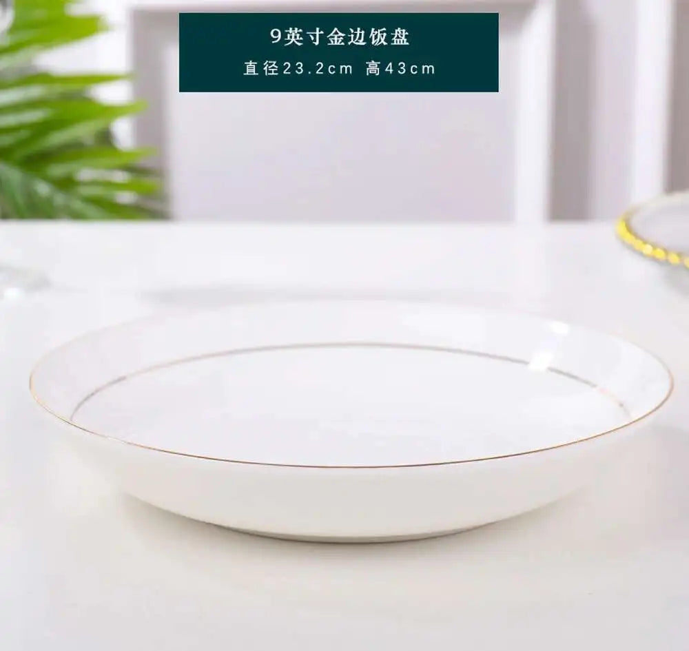 Bone China Gold Border Vegetable Deep Plate Ceramic Tableware Dining Plate Oasis Select 9in Plate