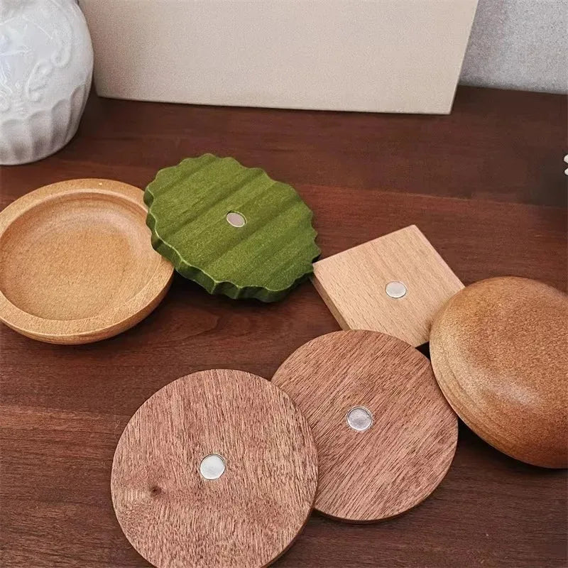 6-Pack Burger-Shaped Solid Wood Coasters – Anti-Slip Cup Mats Wooden Coaster Set Oasis Select Orange M Round