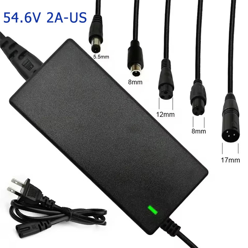42V 54.6V 2A Battery Power Adapters For Lithium Battery Pack AC100-240V 36V 48V 2A Lithium Battery Charger 5 Plugs EU / US Plug Oasis Select 54.6V 2A 5Plugs US