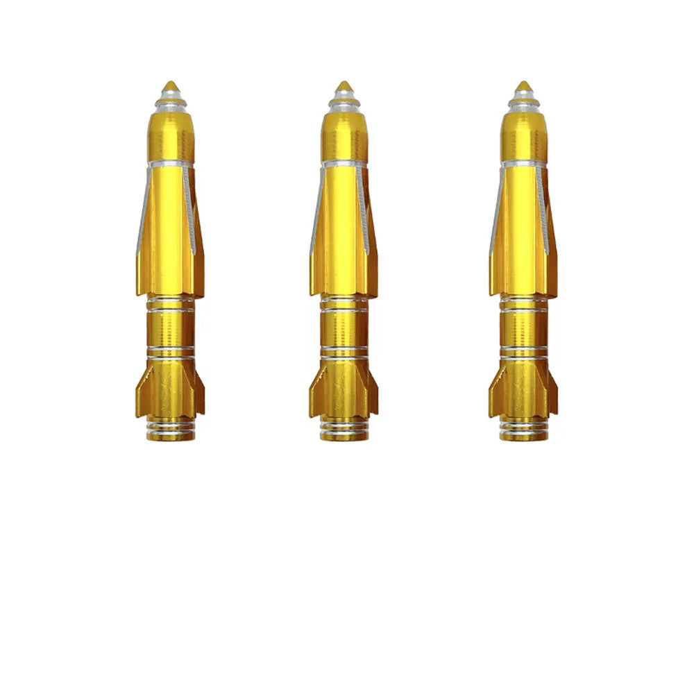 4Pcs 70mm Rocket Valve Caps, Aluminum Alloy Dustproof and Waterproof Tire Valve Stem Caps, for Cars, Trucks and Motorcycles Oasis Select Gold-4Pcs