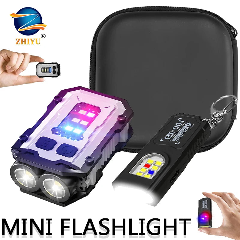 Mini Keychain Flashlight with Magnet Rechargeable Multifunction Torch Lamp Portable Clip on Flashlight Waterproof Camping Light Oasis Select