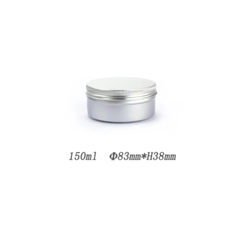 5ml-250ml Cosmetic Aluminum Cans Aluminum Boxes Silver Aluminum Tins Cans Screw Top Round Candle Spice Tins Cans Lid Containers Oasis Select 150ml