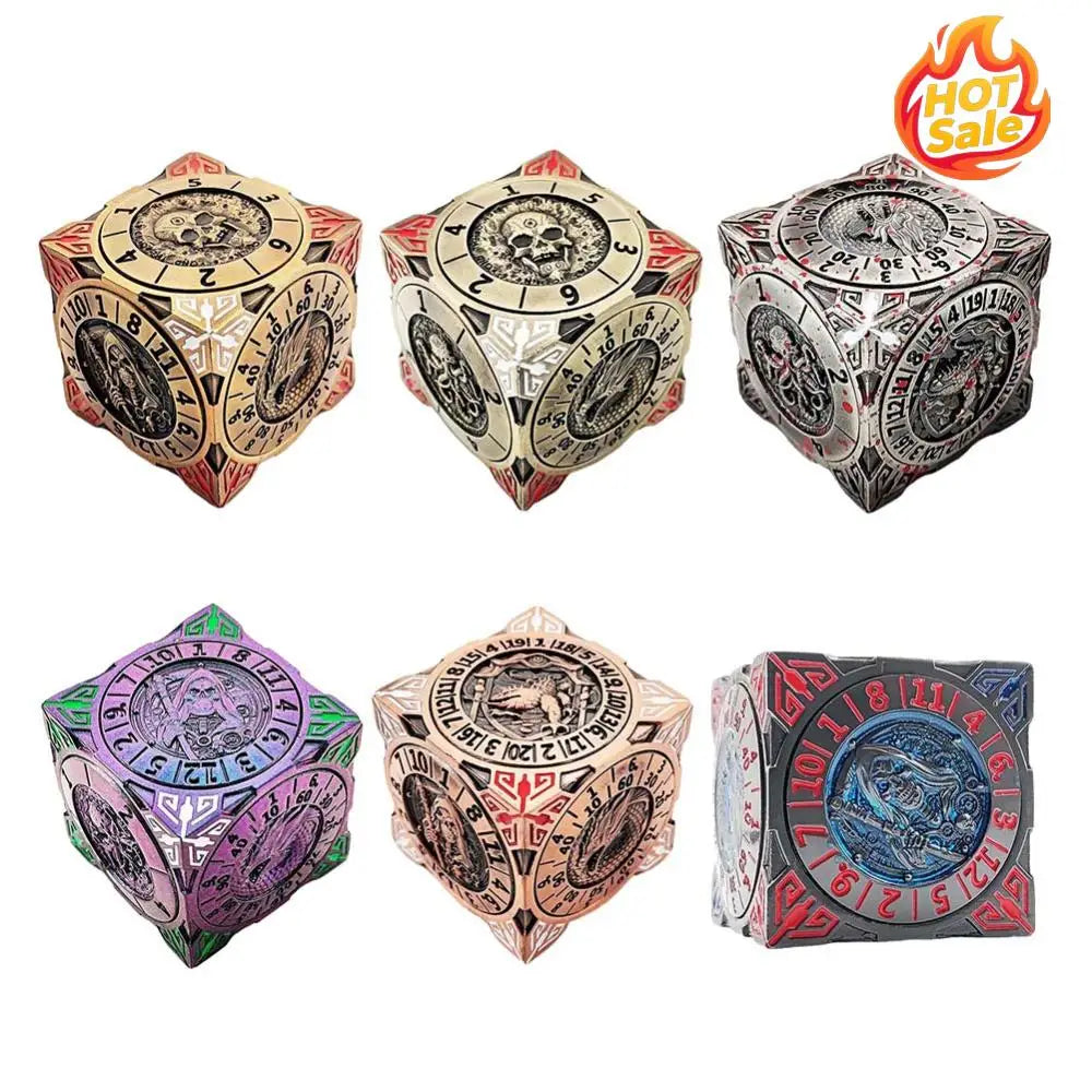 7 In 1 Metal Mechanical Dice Multi-Purpose Fingertip Gyro Dice Wear Resist Creative Dice Board Game for Dungeons and Dragons RPG Oasis Select