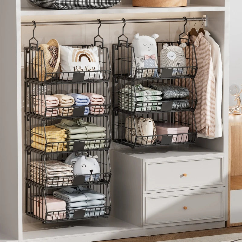 Wardrobe Storage Rack Suspended Layered Shelf Clothes Bags Organizing Basket Foldable Disassembly Storage Basket Oasis Select