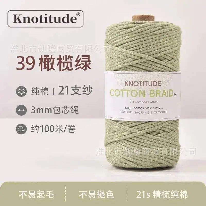 Macrame Braid Cotton Cord 109Yards Pure Rope Bracelet Knots DIY Craft