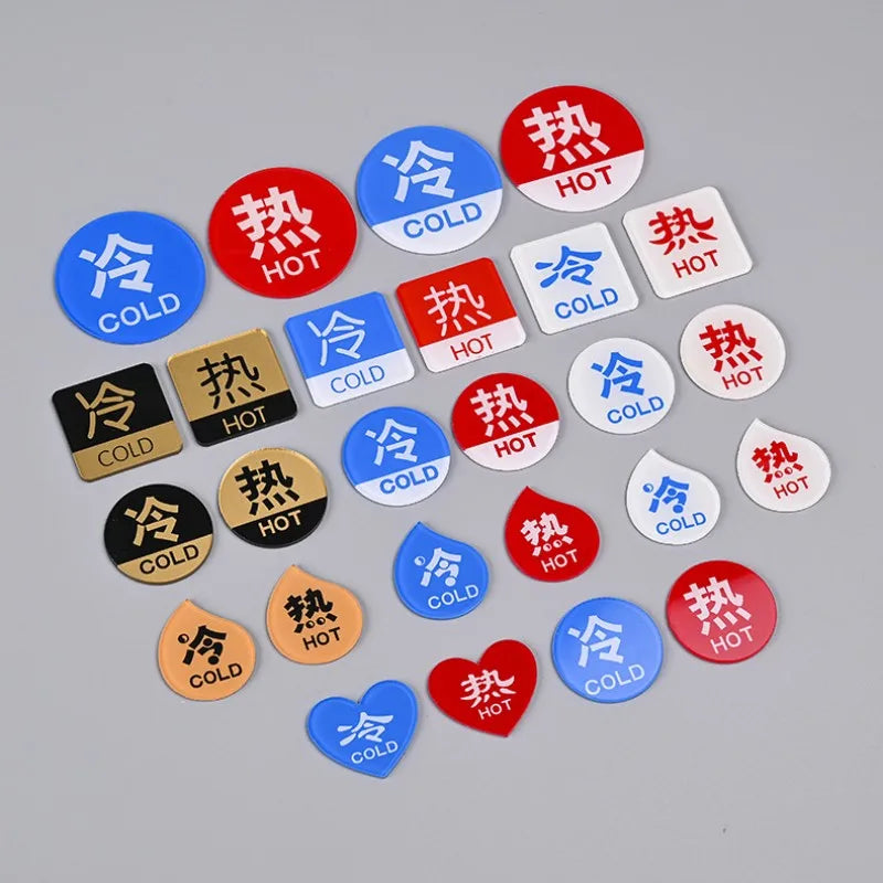 Hot and Cold Signs Round Universal Easy to Use Sticker Self-adhesion Water Signs Label for Kitchen Bathroom Faucets Sink Oasis Select