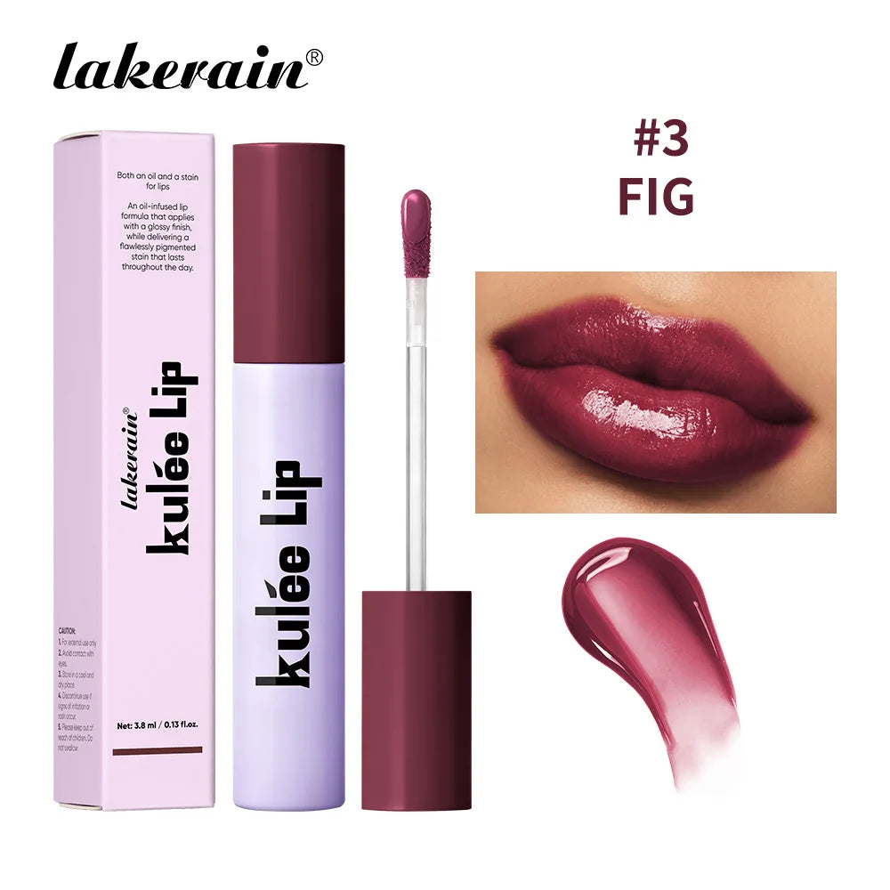 Lakerain Kulfée Lip Oil Long-lasting Moisturizing 9 Color Lip Gloss Non-Sticky Smooth Glide Deep Hydrating Lips Beauty Makeup Oasis Select Fig
