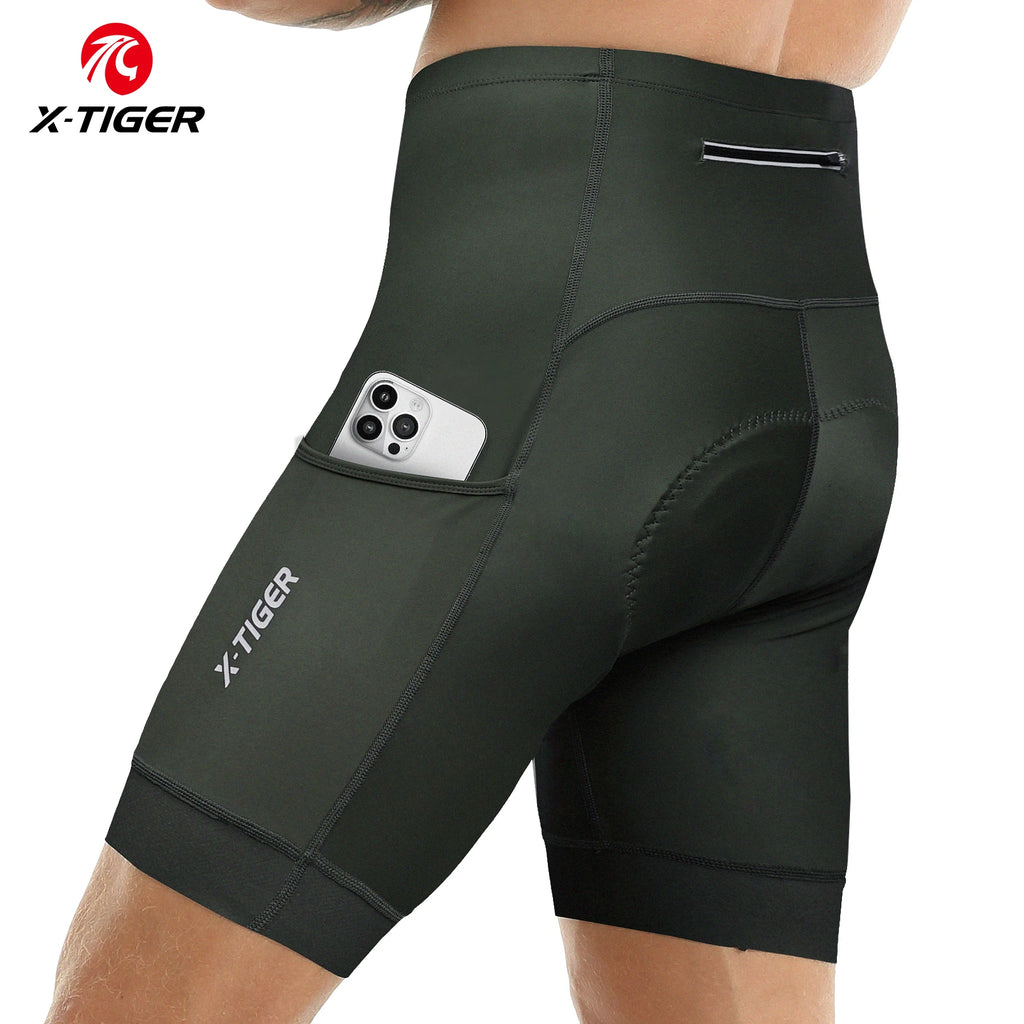 X-TIGER Premium Road Bike Shorts With 5D Gel Pads Men's Cycling Shorts With Zippered Pockets Breathable Outdoor Cycling Gear Oasis Select 34807 XXXL