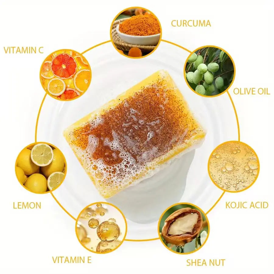2 pieces of turmeric and lemon granule soap, cleansing soap, bathing the whole body, deeply cleansing, moisturizing Oasis Select