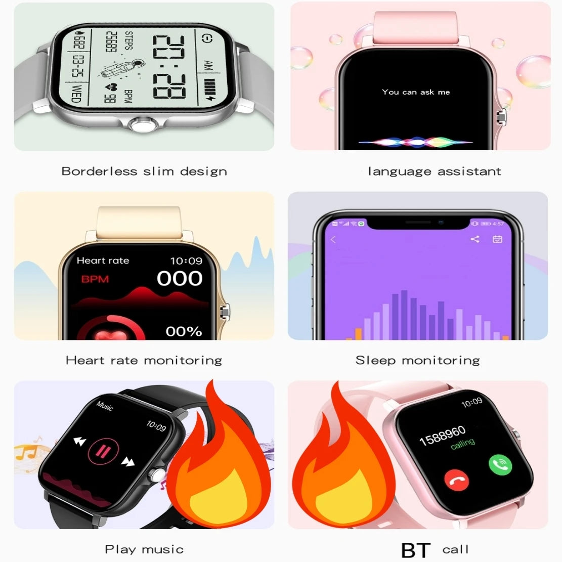CHAOGENB Smart Watch – Bluetooth Calls, HD Touch Screen & Fitness