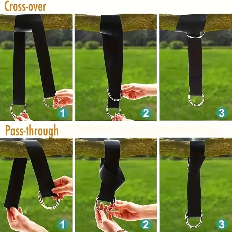 2pcs Outdoor Swing Hammock With Safety Belt, Portable Bag, Durable Swing Strap Kit, Suitable For All Types Of Swing Accessories Oasis Select