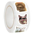 Cat Meme Stickers 500 Pieces Cute Waterproof Sticker Roll Decals Toys for Laptop Bottle Bracelet Table Home School Kids Youth Oasis Select 1 roll