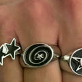 4Pcs/Set Black Five-Pointed Star Wide Rings For Men Hiphop Silver Color Geometric Thick Opening Finger Rings Sets Jewelry Gifts Oasis Select Default Title