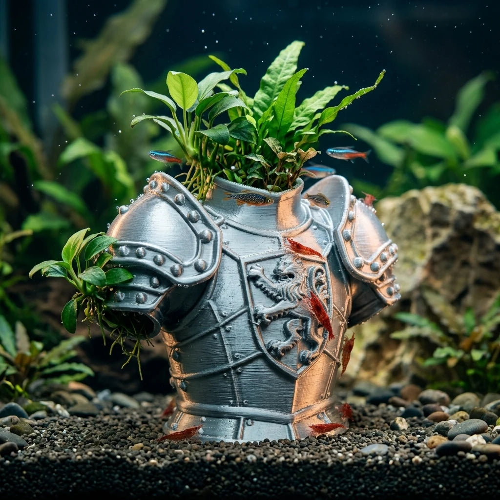 Medieval Knight Armor Aquarium Statuette Decor Retro Fish Hideout Planter for Aquatic Plants Shrimp Fish Tank Ornament Plant Pot Oasis Select