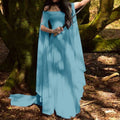 Women Halloween Dress Retro Cosplay Vintage Party Club Elegante Solid Off Shoulder Dress Maxi Funny Halloween Elf Dress Oasis Select Light blue XXL