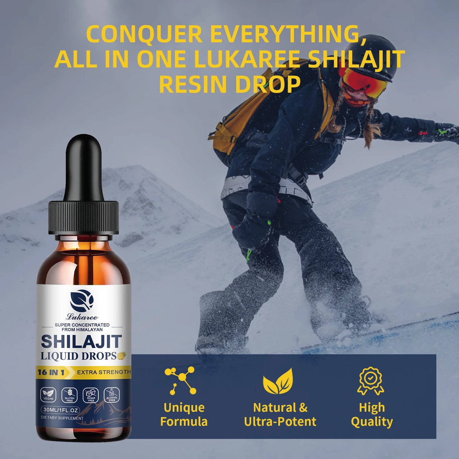 Lukaree Shilajit Drops with 85+ Trace Minerals and Fulvic Acid for Men&Women Immunity&Digestive System Health Cognitive Support Oasis Select