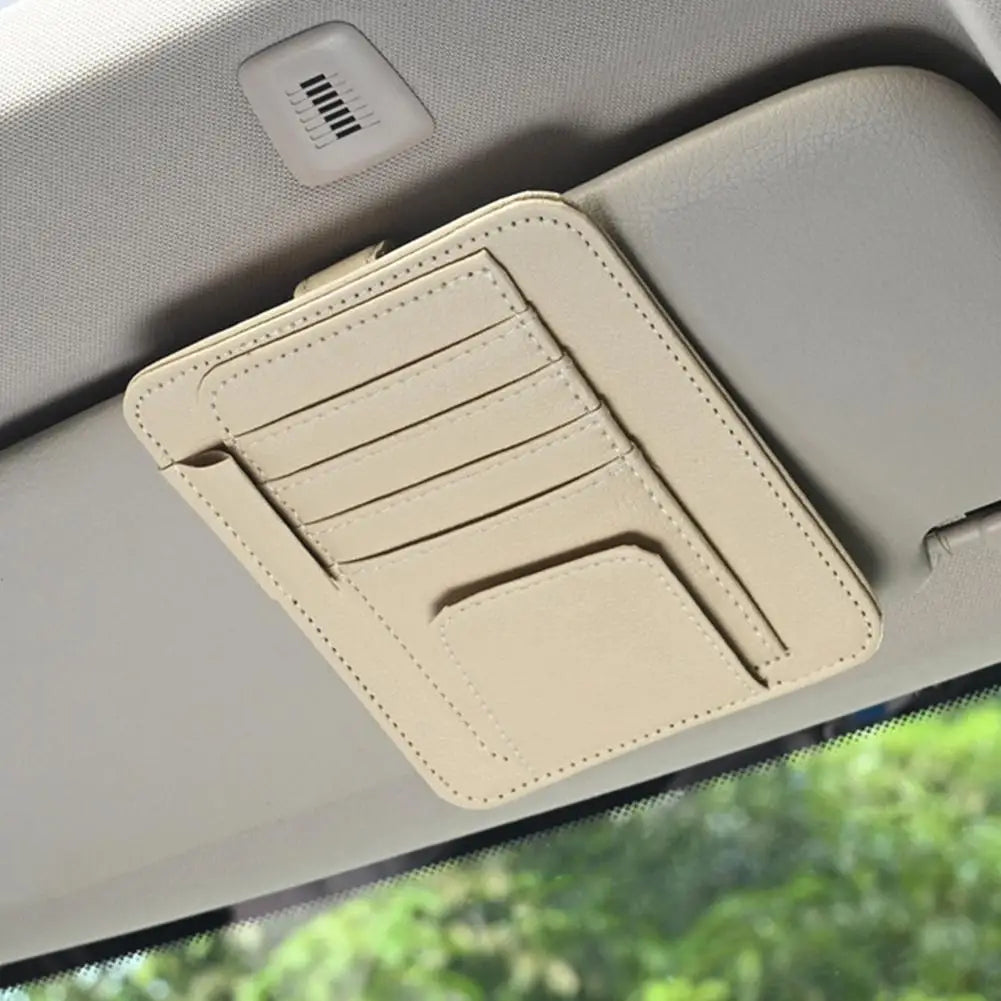 Car Sun Visor Organizer Multi-Pocket Business Card Storage Management Sunglasses Holder Visor Accessories Auto Interior Oasis Select beige