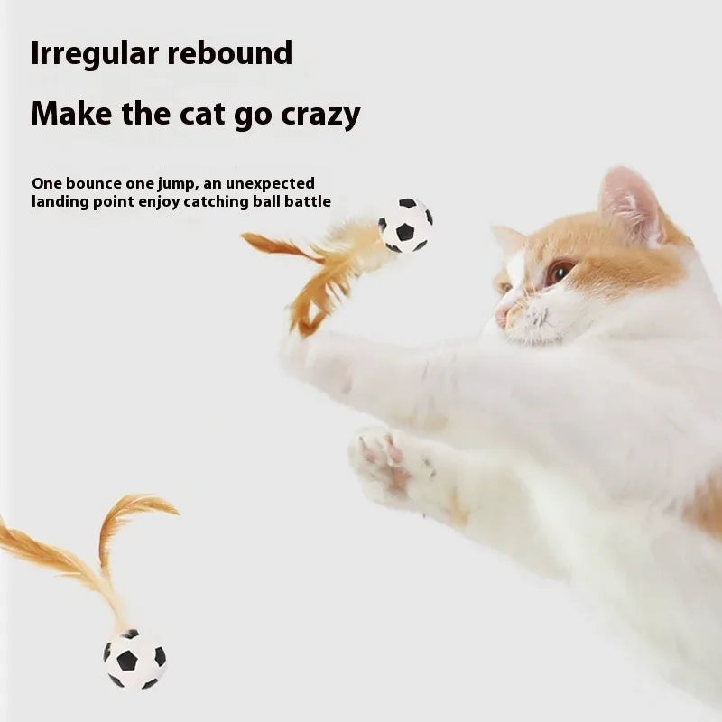 New Popular Chicken Feather Rubber Elastic Ball Feather Throwing Cat Toy for Self-entertainment and Boredom Pet Toy Oasis Select