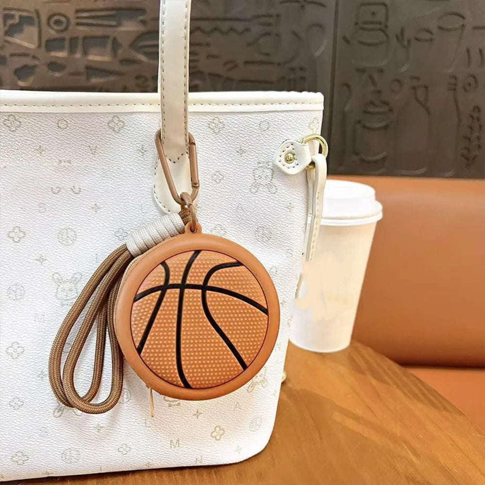 Creative Sports Style Silicone Coin Purse Wallet Basketball Football Shaped Storage Bag Headphone Box Schoolbag Pendant Keychain Oasis Select