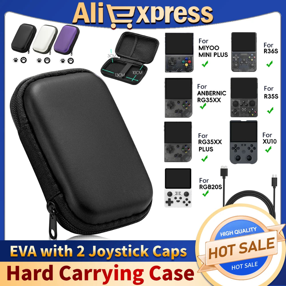 EVA Hard Case for Miyoo Mini Plus & ANBERNIC RG35XX + Joystick Caps Game Console Case Oasis Select