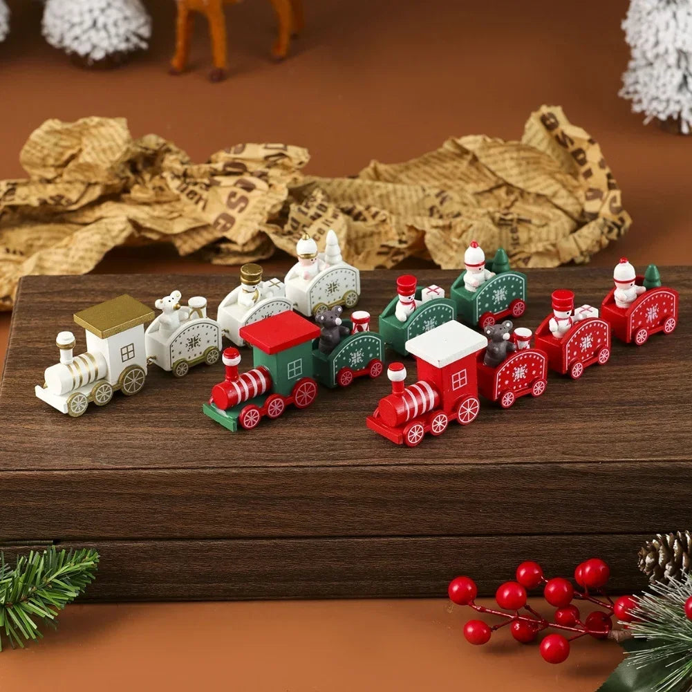 Tabletop Display As Shown Christmas Train Decoration Charming Painted Design Sturdy Wood Material Christmas Decorations Oasis Select