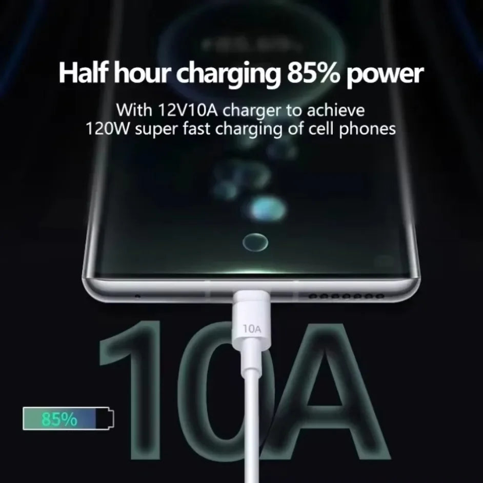 Universal 120W USB Type C Cable 10A Super Fast Charging Cable 1M/1.5M/2M For Xiaomi Smasung S24 S23 Huawei P70 Honor Data Cord Oasis Select