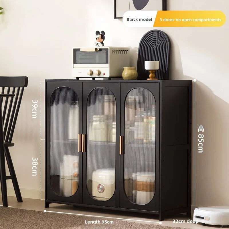Tea Cabinet, Living Room Against the Wall Cabinet, Locker Storage, Low Cabinet, Kitchen Shelf, Household Dining Cabinet Oasis Select Black three doors