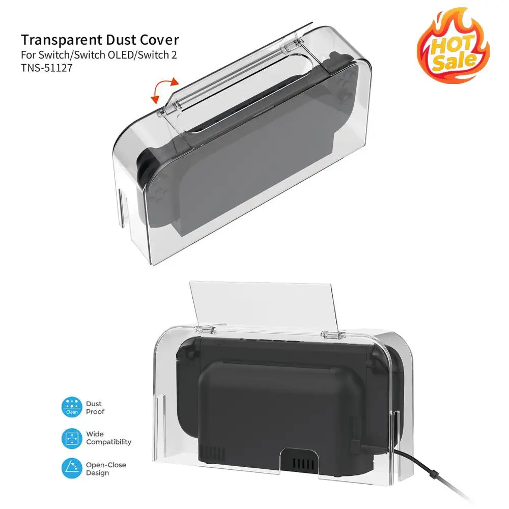 For NS2 Host Dust Cover Waterproof Game Console Dock Protective Case Transparent Base Dust Protection Cover for Home Gaming Room Oasis Select