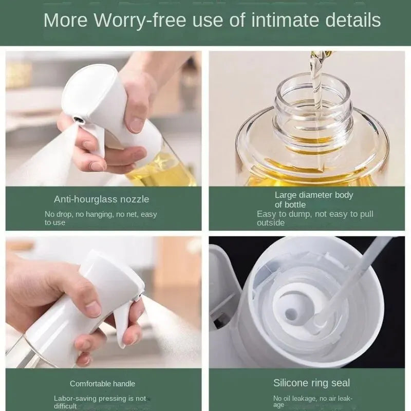 1Pc 200/500 ML Oil Spray Pot Kitchen Household Edible Olive Oil Spray Bottle Atomized Misty Oil Tank Air Fryer Spray Bottle Oasis Select