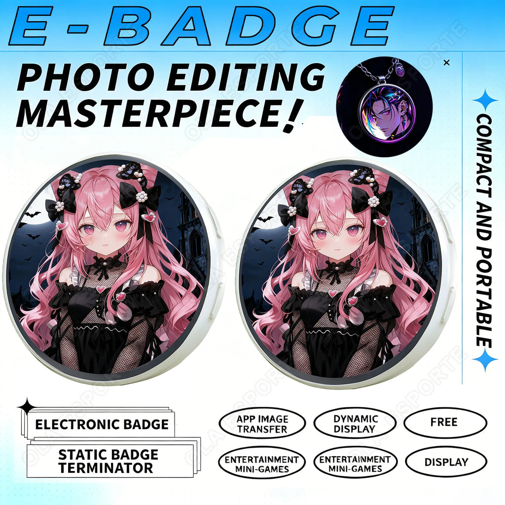 Anime E-Badge Display Pin | 1.5″ Touch Screen LED Smart Badge