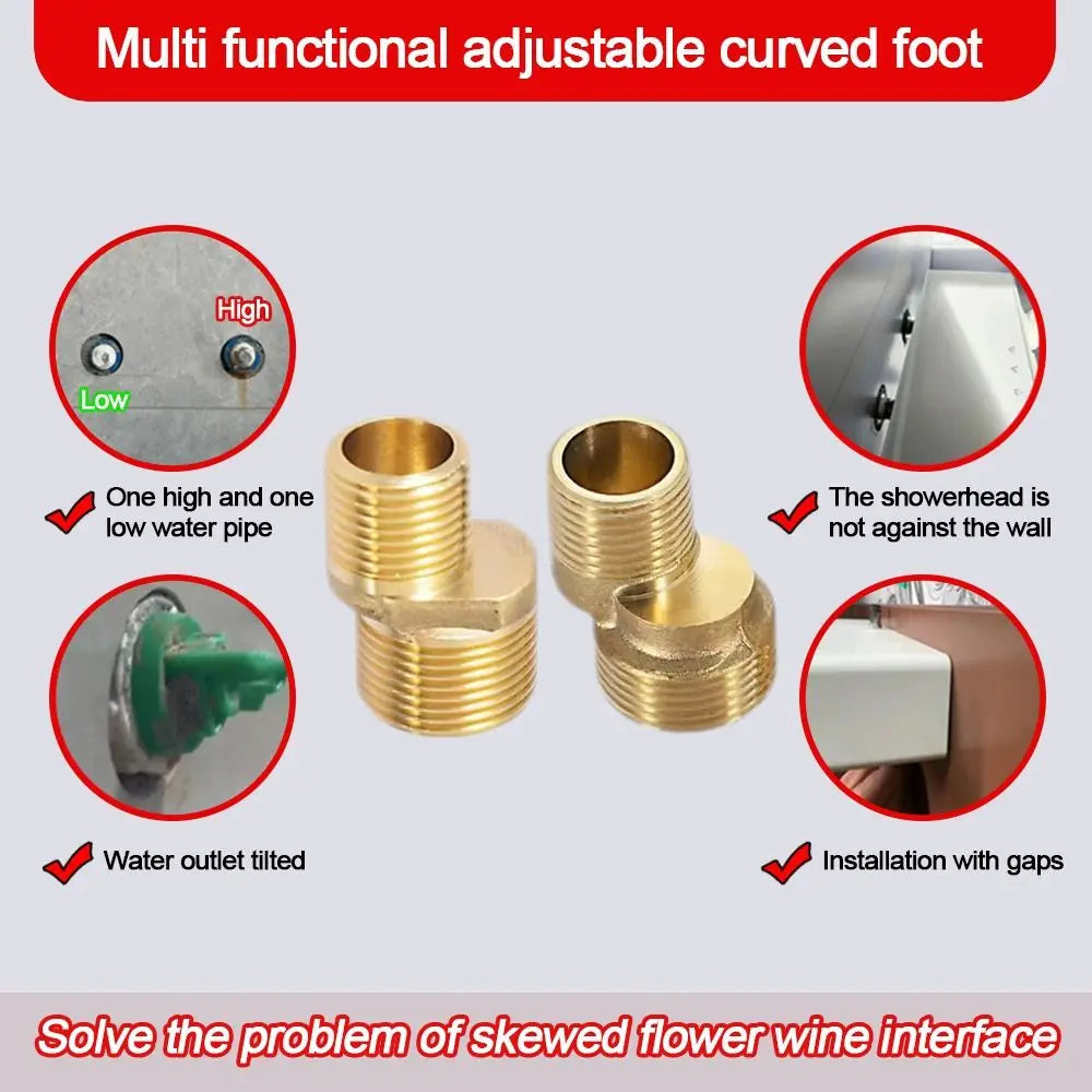 Copper Angled Curved Foot Angle Adjustment Thickened Shower Faucet Adapter Wall Mounted Lengthened Eccentric Screw Corner Oasis Select