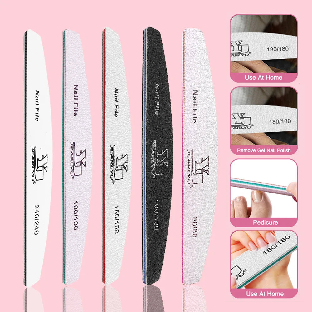 5Pcs/Lot Nail File Mix Color Limas 80/100/150/180/240 Grit Professional Sandpaper Cuticle Remover Buffer Files Manicure Tool Set Oasis Select