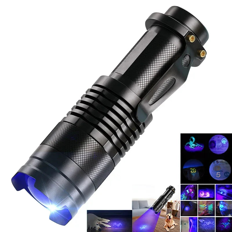 UV LED Flashlight Portable Blacklight 395nm Wavelength Violet Light Pet Urine Scorpion Feminine Hygiene Detector Torch Oasis Select