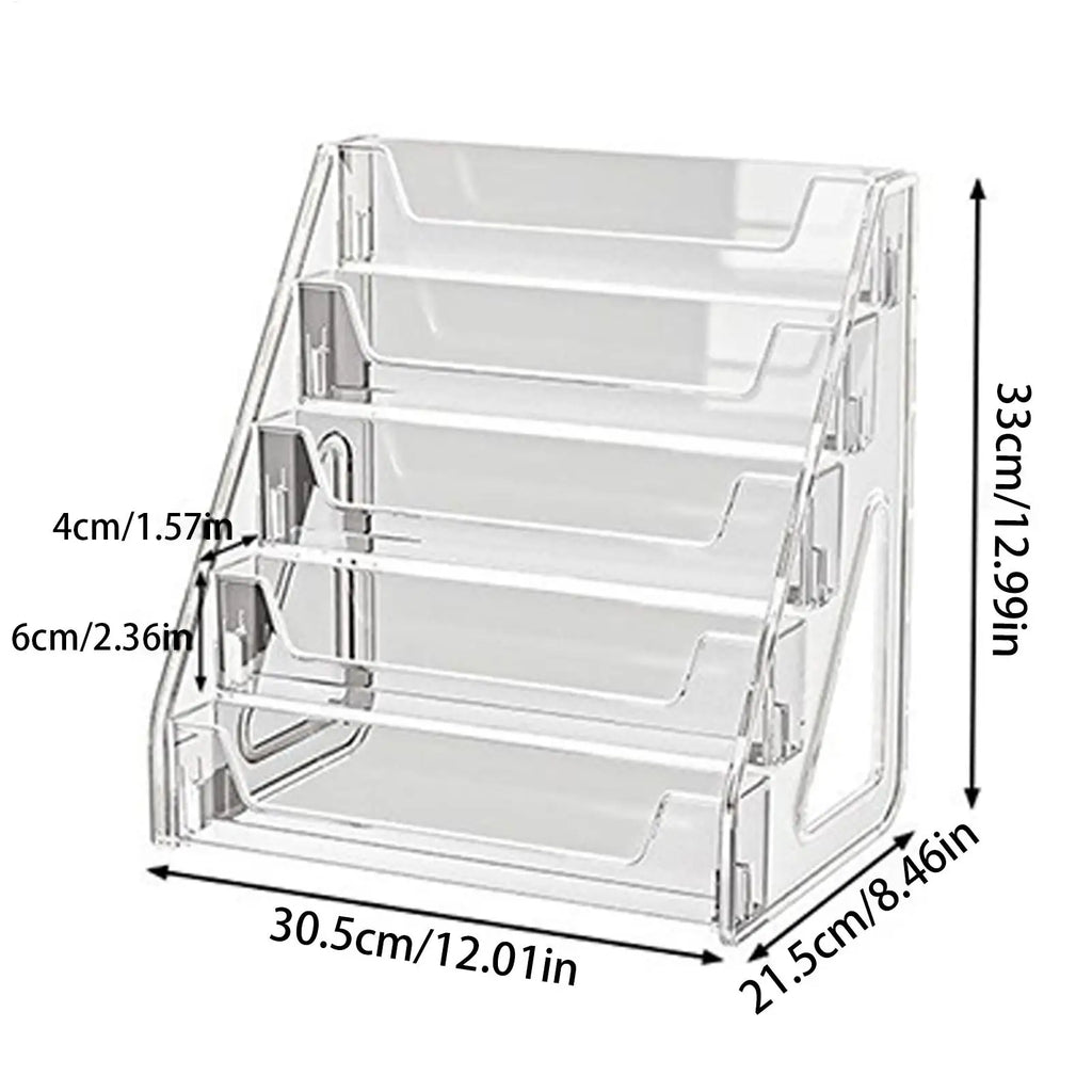 Brochure Stand 5-Tier Desktop Catalog Display Rack Sticker Catalog Display Stand for Office School Hotel Restaurant Dining Room Oasis Select