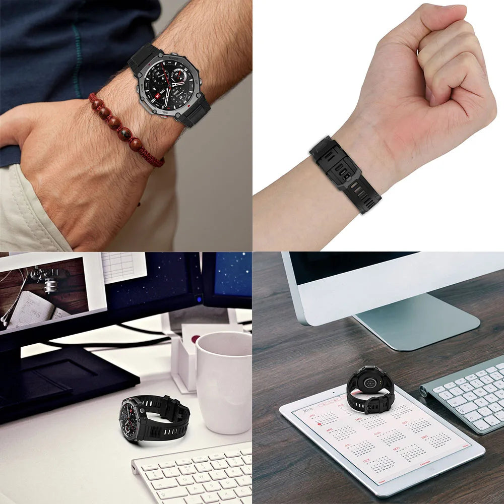 Silicone Watch Band & Case for Huami Amazfit T-Rex 3 Smartwatch Band & Case Oasis Select