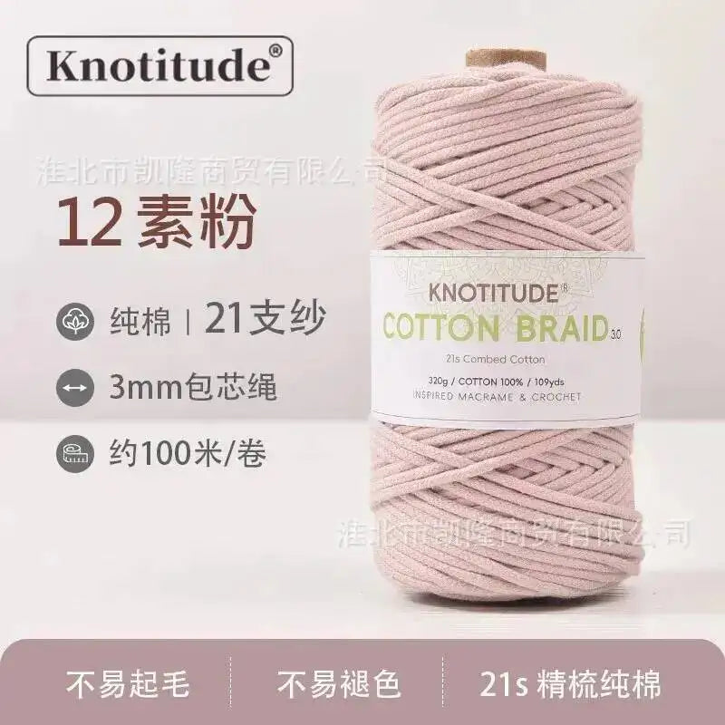 Macrame Braid Cotton Cord 109Yards Pure Rope Bracelet Knots DIY Craft