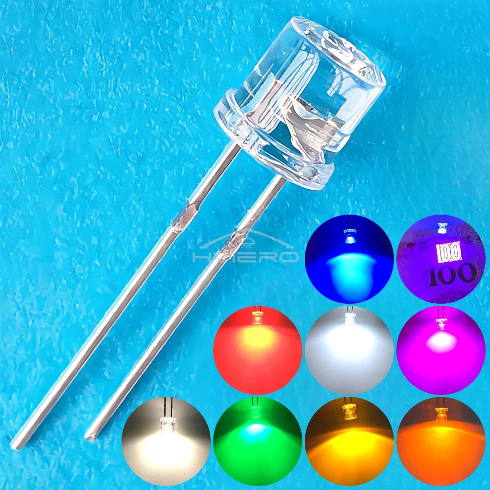 1000Pcs 5mm Flat Top LED Diodes | Ultra Bright Multi-Color Bulbs